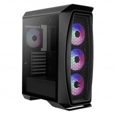 AEROCOOL AERO ONE FROST BLACK ATX, 4x12CM FROST-RGB FANS, TEMPERED GLASS, FRONT MESH, FULL WATERCOOLING SUPPORT (Espera 4 dias)