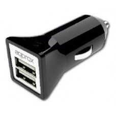 CARGADOR APPROX PARA COCHE 2 USB 5V  2.4A COLOR NEGRO