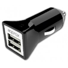 CARGADOR APPROX PARA COCHE 2 USB 5V/3,1 AH COLOR NEGRO