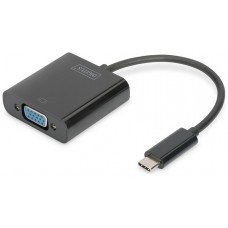 CONVERSOR HUB DIGITUS VIDEO USB TIPO C A VGA FULL HD 1080P 19,5 CM NEGRO