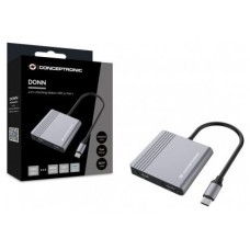 CONCEPTRONIC ADAPTADOR USB-C 4EN1 DONN013 HDMI  X2 USB-C  PD 100W USB 3.0
