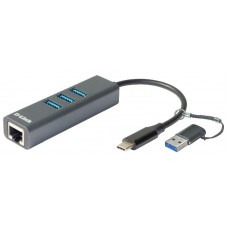 ADAPTADOR RED D-LINK USB-C A GIGABIT ETHERNET LAN 3USB