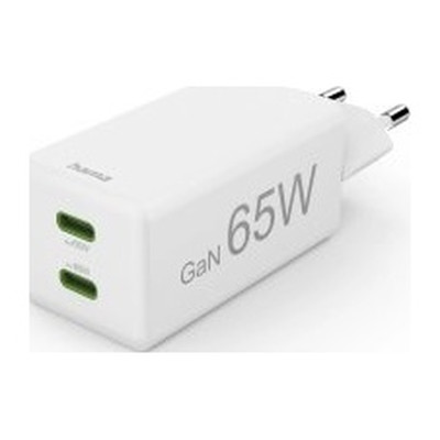 CARGADOR USB GAN HAMA 00201994 65W PD 2xUSB-C BLANCO