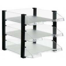 CONJUNTO 3 BANDEJAS JUMBORACK TRANSPARENTE CON ELEVADORES NEGROS 350X285X280 MM ARCHIVO 2000 704 CS TP (Espera 4 dias)