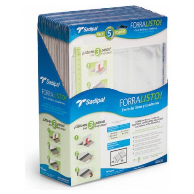 BLISTER 5 FUNDAS DE FORRO CON 2 SOLAPAS AJUSTABLES 30 CM SADIPAL 02211 (Espera 4 dias)