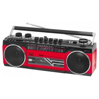 RADIO GRABADORA PORTÁTIL USB SD BLUETOOTH CASSETTE TREVI RR 501 BT ROJO