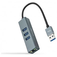 CONVERSOR USB 3.0 ETHERNET GB+3xUSB3.0 GRIS 15 CM