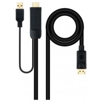 CABLE CONVERSOR HDMI A DP, HDMI/M-DP/M 1.8 M NEGRO NANOCABLE (Espera 4 dias)