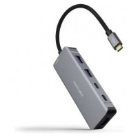 HUB USB-C 2xUSB-A+2xUSB-C+HDMI+USB-C PD 100W GRIS