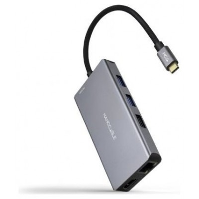 HUB USB-C 3xUSB-A+2xHDMI+RJ45+TF+SD+USB-C PD 100W NANOCABLE (Espera 4 dias)