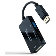 Nanocable Conversor DP a HDMI/DVI/VGA Negro 20 cm