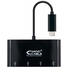 ADAPTADOR USB-C A 4XUSB 3. USB-CM-USB 3H NEGRO 10 CM