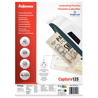 PACK 500 FUNDAS PLASTIFICAR 125 MICRAS BRILLO A3 (303X426 MM) FELLOWES 100144250 (Espera 4 dias)
