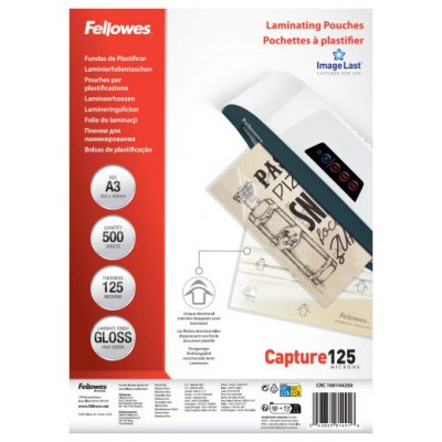 PACK 500 FUNDAS PLASTIFICAR 125 MICRAS BRILLO A3 (303X426 MM) FELLOWES 100144250 (Espera 4 dias) PACK 500 FUNDAS PLASTIFICAR 125 MICRAS BRILLO A3 (303X426 MM) FELLOWES 100144250 (Espera 4 dias)
