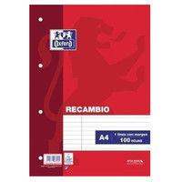 RECAMBIO A4 100 HOJAS 4 TALADROS 1 LINEA MARGEN IZQUIERDO OXFORD 400173743 (Espera 4 dias) RECAMBIO A4 100 HOJAS 4 TALADROS 1 LINEA MARGEN IZQUIERDO OXFORD 400173743 (Espera 4 dias)