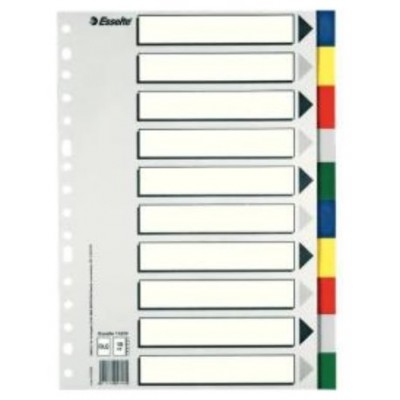 SEPARADOR DE POLIPROPILENO CON 10 POSICIONES FORMATO FOLIO COLORES VIVOS ESSELTE 11610 (Espera 4 dias)