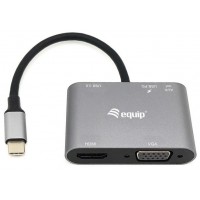 EQUIP ADAPTADOR USB-C 5IN1 HDMI 4K  VGA  USB 3.0 TIPO A + USB-C CARGA 100W