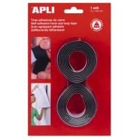 BLISTER 2 CINTAS TIPO VELCRO ADHESIVAS COLOR NEGRO 20 MM X 1 M APLI 13656 (Espera 4 dias)