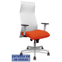 PIQUERAS Y CRESPO Sillon Sahuco blanco bali naranja oscuro brazos blancos base blanca ruedas parque 65mm