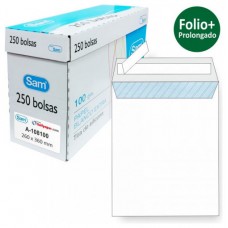 CAJA 250 BOLSAS FOLIO PROLONGADO (260X360) OFFSET BLANCO 100 GRS. OPENSAM AUTOADHESIVO CON TIRA DE SILICONA SAM 149005 (Espera 4 dias)