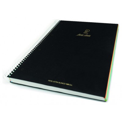 CUADERNO FIRST CLASS A4 TAPA NEGRA FORRADA MICROPERFORADO 120H 100GR 4 TALADROS 5X5 BANDA 5 COLORES PACSA 16029 (MIN4) (Espera 4 dias)