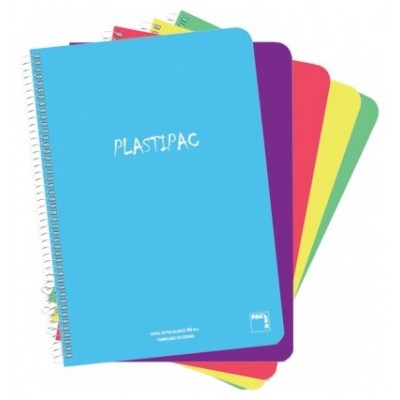 CUADERNO SERIE PLASTIPAC 90 GRS. TAPA POLIPROPILENO FOLIO (215X310MM.) 80 HOJAS CUADRÍCULA 4X4 CON MARGEN SURTIDO PACSA 16467 (MIN5) (Espera 4 dias)