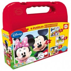 MALETA PUZZLES PROGRESIVOS MICKEY MOUSE 12-16-20-25 DE 3-6 AÑOS EDUCA BORRAS 16505 (Espera 4 dias)