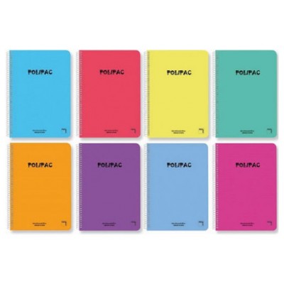 CUADERNO SERIE POLIPAC TAPA POLIPROPILENO FOLIO (215X310MM.) 80 HOJAS CUADRÍCULA 4X4 8 COLORES SURTIDOS PACSA 16952 (MIN5) (Espera 4 dias)