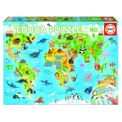 PUZZLE 150 MAPAMUNDI ANIMALES DE 6-8 AÑOS EDUCA BORRAS 18115 (Espera 4 dias)