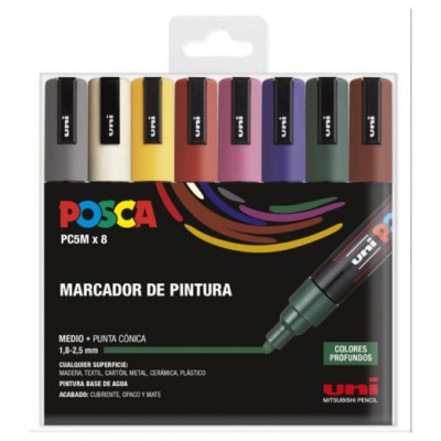 ESTUCHE 8 UDS. PC-5M OSCUROS POSCA UNIBALL 182634809 (Espera 4 dias)