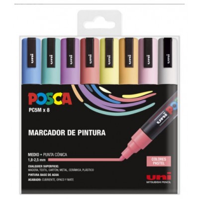 ESTUCHE 8 UDS. PC-5M PASTEL POSCA UNIBALL 182634810 (Espera 4 dias)