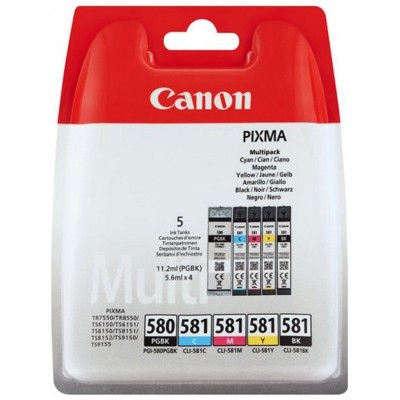 CANON PACK CARTUCHO TINTA 5 COLORES (CMYK/PGBK) CANON PGI-580 + CLI-581 (Espera 4 dias)