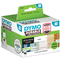 DYMO Etiqueta LW DURABLE 1" X 1" (25MM X 25MM) Papel blanco DYMO Etiqueta LW DURABLE 1" X 1" (25MM X 25MM) Papel blanco