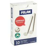 CAJA 10 TIZAS DE CARBONATO DE CALCIO BLANCAS REDONDAS -ANTIPOLVO MILAN 244210 (Espera 4 dias)