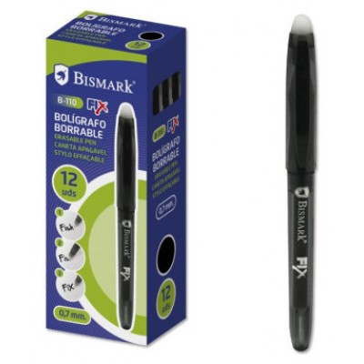 BOLIGRAFO BORRABLE C/CAPUCHON NEGRO.0.7MM BISMARK 327536 (MIN12) (Espera 4 dias)