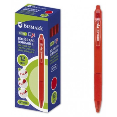 BOLIGRAFO BORRABLE C/CLIP ROJO BISMARK 330217 (MIN12) (Espera 4 dias)