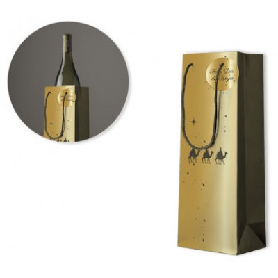 BOLSA BOTELLA DORADA REYES MAGOS (12X33,7X10 CM) BISMARK 333674 (Espera 4 dias)