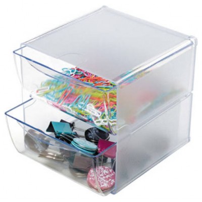 ORGANIZADOR MODULAR CON DOS CAJONES DE 16,5X14,5X7 TRANSPARENTE DEFLECTO 350101 (Espera 4 dias)