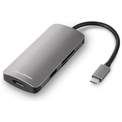 HUB USB SHARKOON 3X3.0 TYPE C + HDMI  ALUMINIO GRIS OSCURO