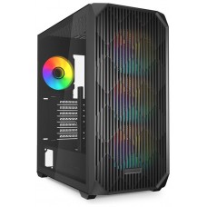 CAJA GAMING ATX SHARKOON AK3 RGB 3XVENT 120MM 2XUSB SN FUENTE NEGRO