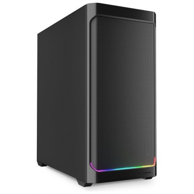 CAJA GAMING ATX SHARKOON AK4 2XVENT 120MM 3XUSB SN FUENTE NEGRO RGB STRIP