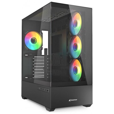 CAJA GAMING ATX SHARKOON AK6 TGV 4XVENT 120MM 2XUSB SN FUENTE NEGRO