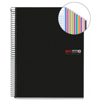 CUADERNO ESPIRAL NB-18 A5 200 HOJAS 5X5MM POLIPROPILENO NEGRO MIQUELRIUS 47044 (Espera 4 dias)