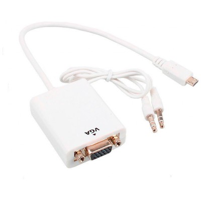Conversor Mini HDMI a SVGA+Audio C/M-SVGA/H+3.5/H Blanco (Espera 2 dias)