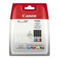 PACK CARTUCHOS CANON CYANMAGENTAAMARILLONEGRO CLI-551