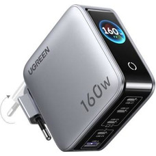 UGREEN UGREEN NEXODE PRO DISPLAY 160W CARGADOR USB C CARGA R&Aacute;PIDA PANTALLA TFT PD 3.1 (CABLE INSIDE- 160W 5-PORT GAN FAST CHARGER SET (EUROPEAN STANDARD) WITH 4 USB-C PORTS AND 1 USB-A PORT (STARLIGHT SILVER)) (Espera 4 dias)