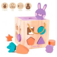 JUGUETE EDUCATIVO DE MADERA CUBO PARA ENCAJAR PIEZAS "RABBIT" MILAN 660505 (Espera 4 dias)