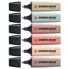 STABILO BOSS NatureColors marcador 6 pieza(s) Punta de cincel Negro, Bronce, Marrón, Verde, Gris, Verde claro (Espera 4 dias)