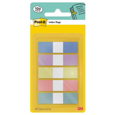 BLISTER DISPENSADOR 100 MARCADORES INDEX 23,8X43,2MM 5 COLORES PASTEL 683-5 POST-IT 7100396601 (Espera 4 dias)