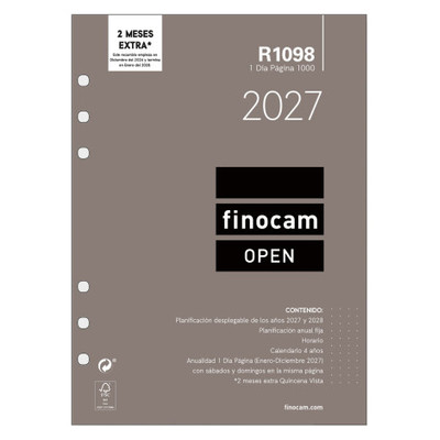 RECAMBIO ANUAL 2027 R1098 OPEN1000 155X215MM DIA PAGINA FINOCAM 711680027 (Espera 4 dias) RECAMBIO ANUAL 2027 R1098 OPEN1000 155X215MM DIA PAGINA FINOCAM 711680027 (Espera 4 dias)